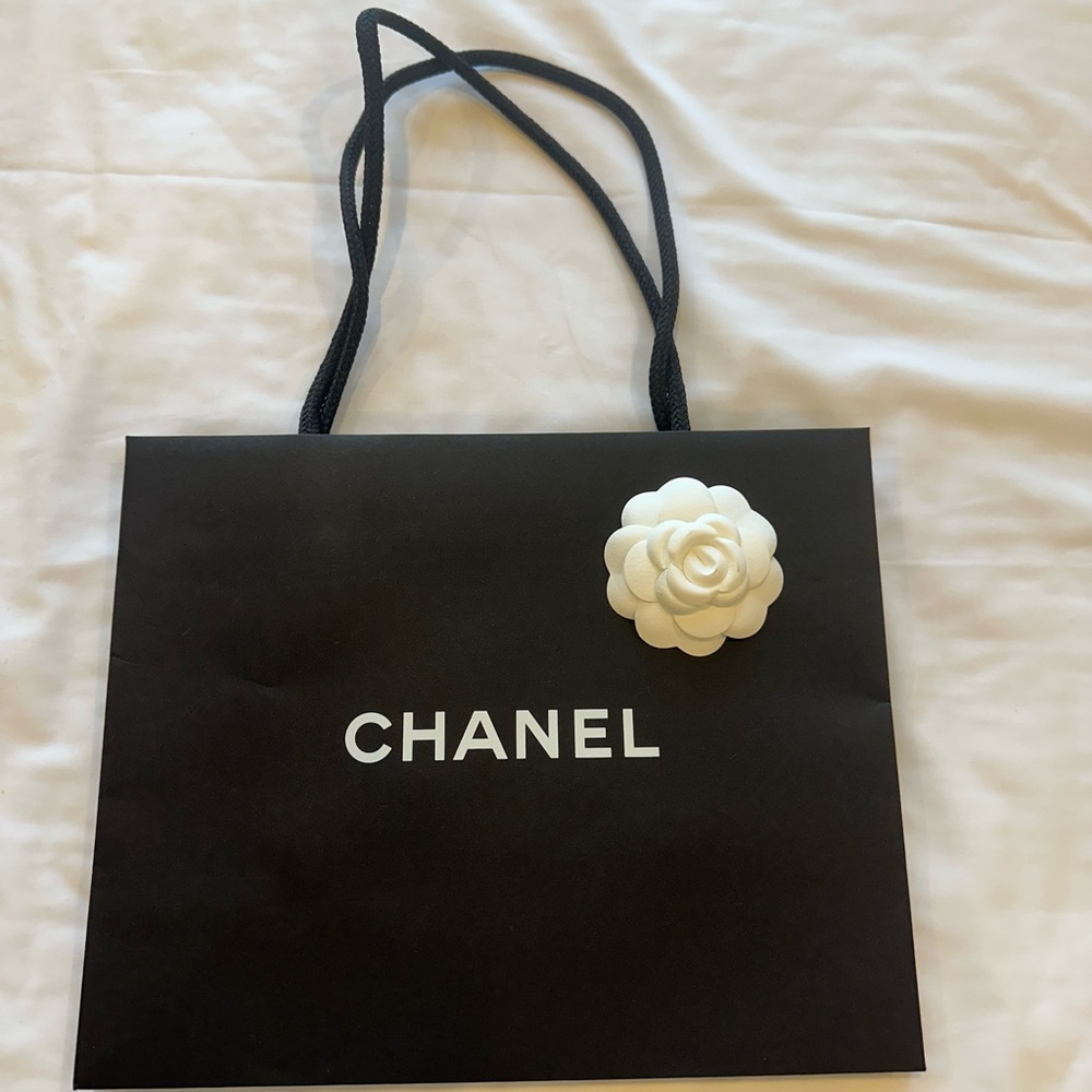 Chanel shopping bag with camellia flower